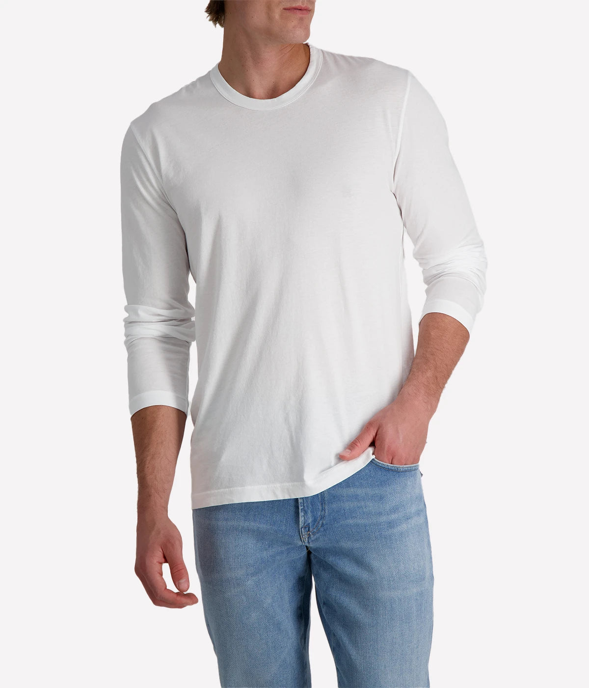 Long-sleeve crew neck shirt in ultra-soft 100% cotton, garment-dyed for a relaxed, lived-in feel. Classic fit with clean-finished hems, perfect for layering or wearing solo.