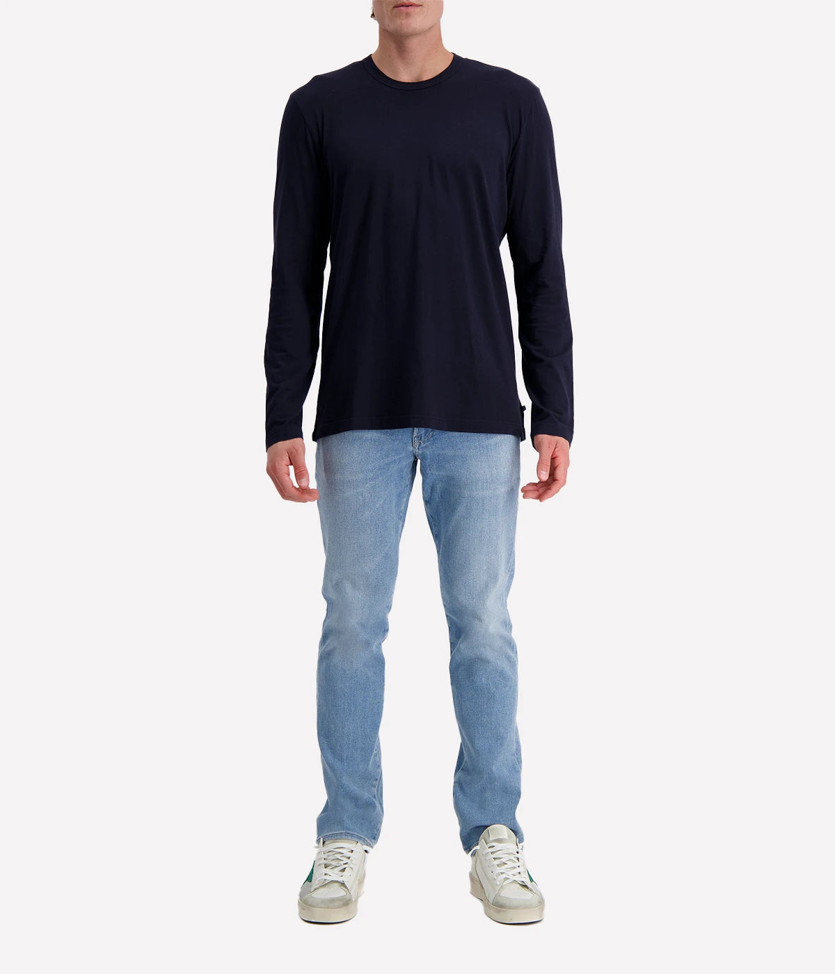 Long-sleeve crew neck shirt in ultra-soft 100% cotton, garment-dyed for a relaxed, lived-in feel. Classic fit with clean-finished hems, perfect for layering or wearing solo.
