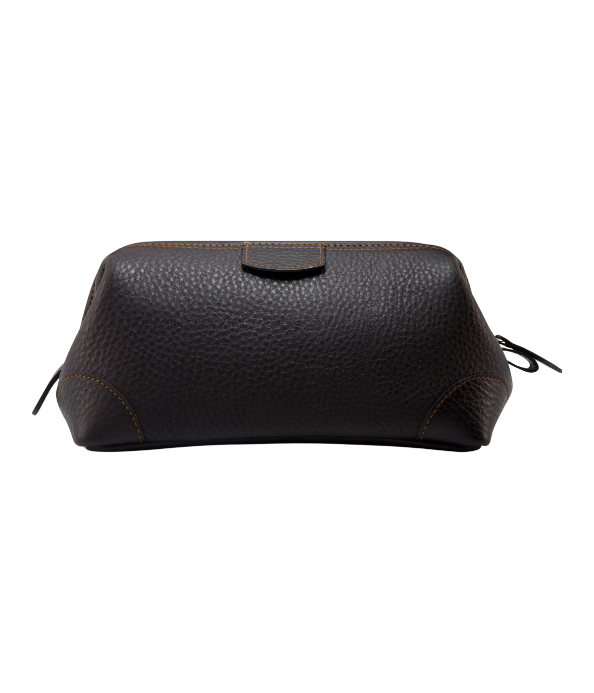 F. Hammann Chervo calfskin leather washbag in soft naturally dyed leather with steel frame opening, beige lining, and two inside pockets
