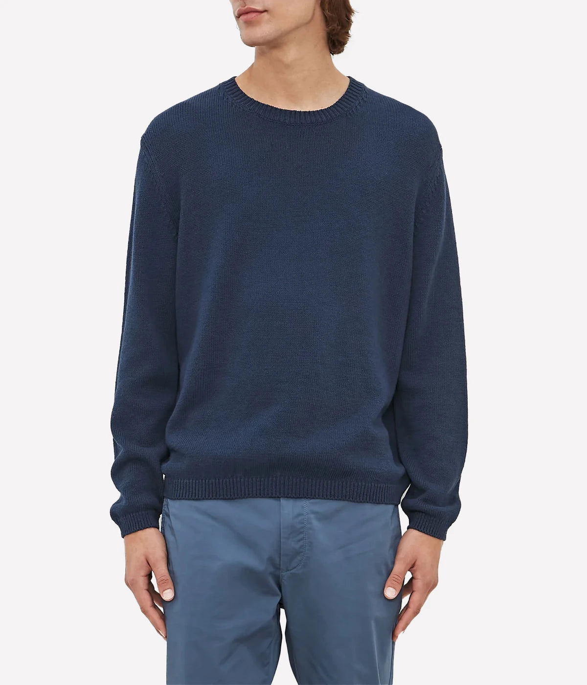 Soft cotton and Mulberry silk crew-neck sweater with a refined finish and lightweight feel.