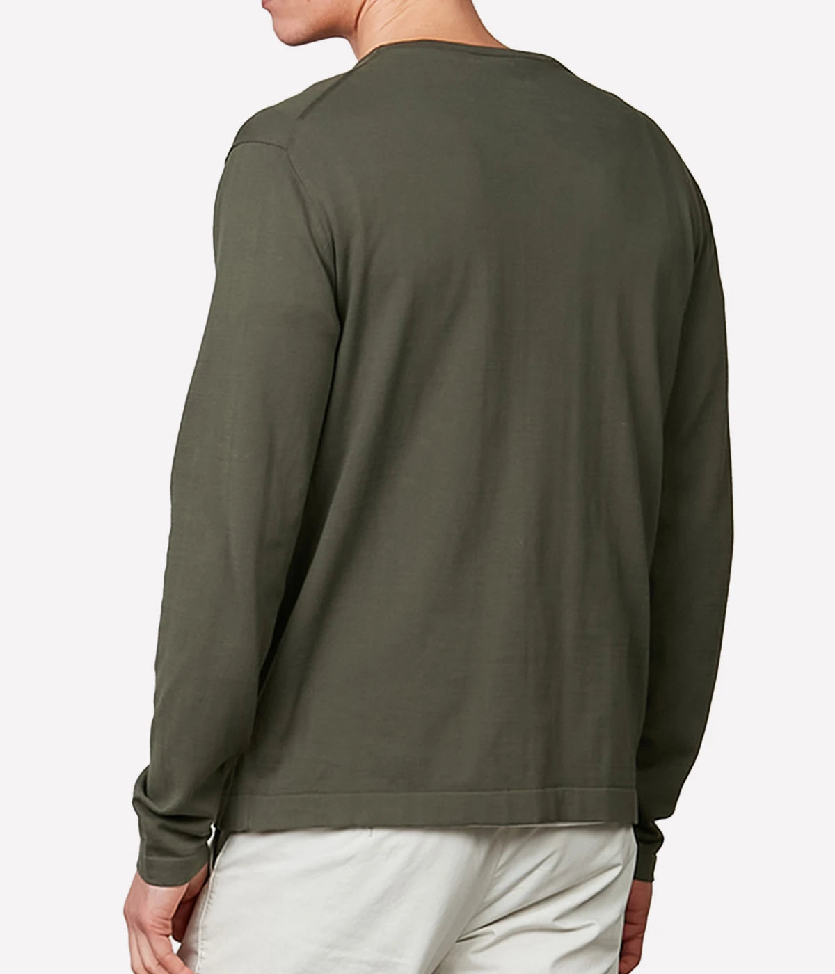 Light Crew Knitted Pullover in Olive