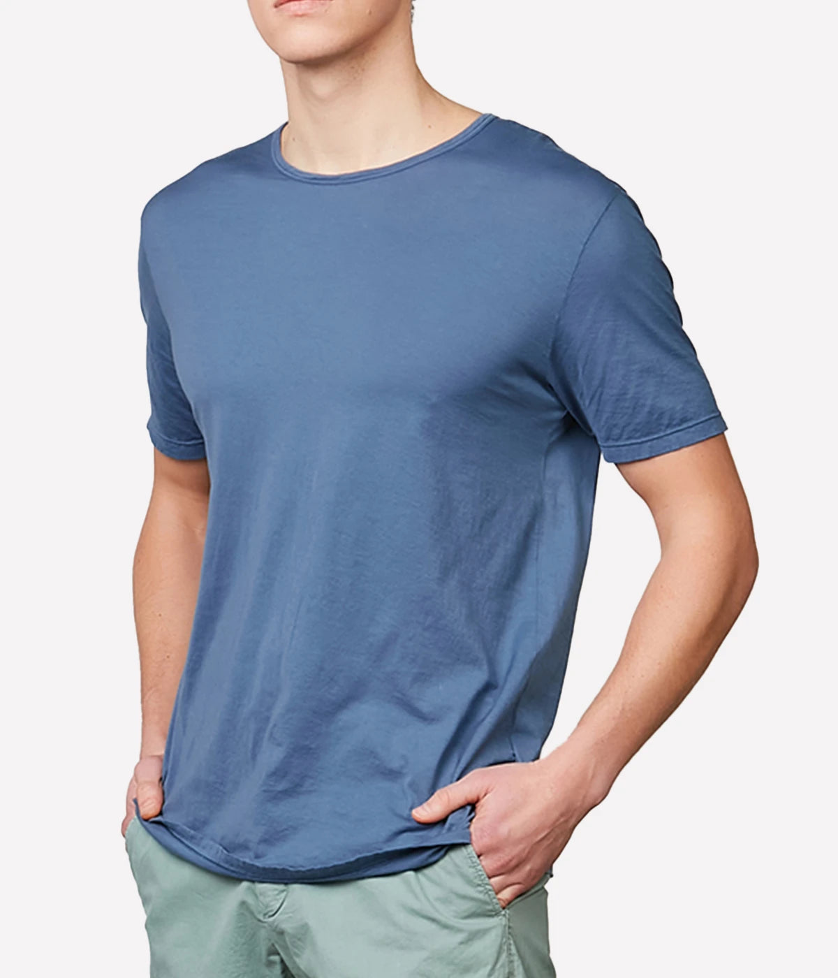 Light Crew Knitted T-Shirt in Light Blue