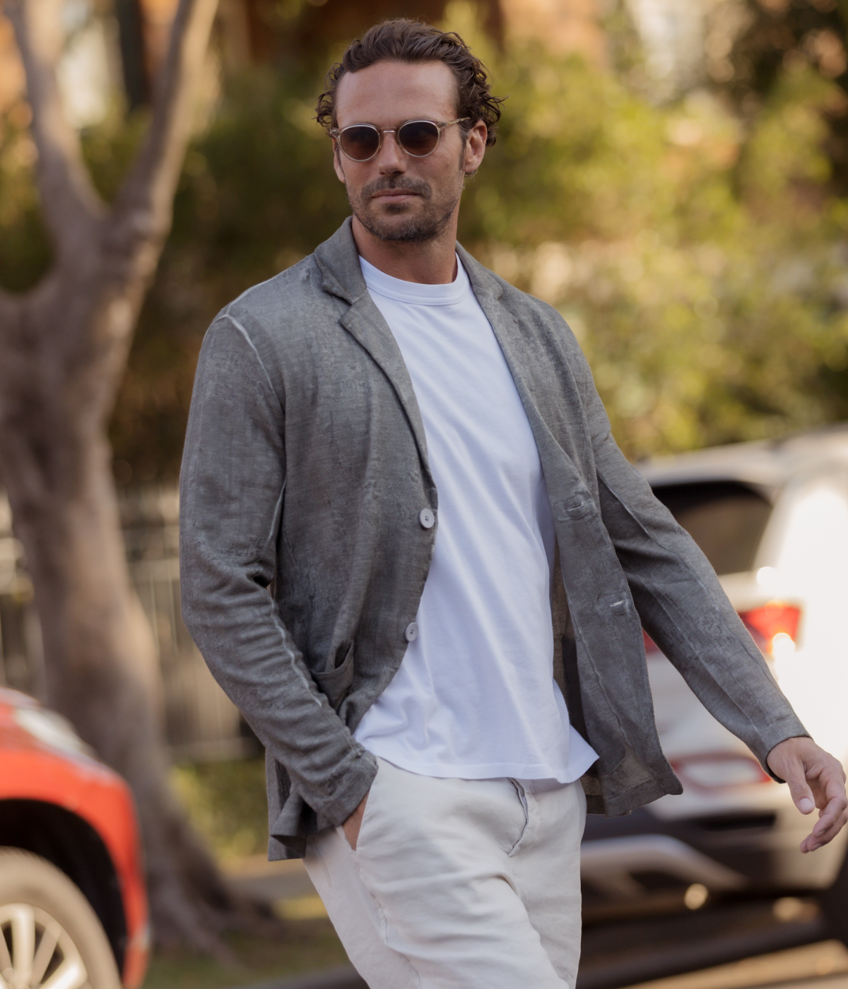 Linen Cotton Jacket in Clay