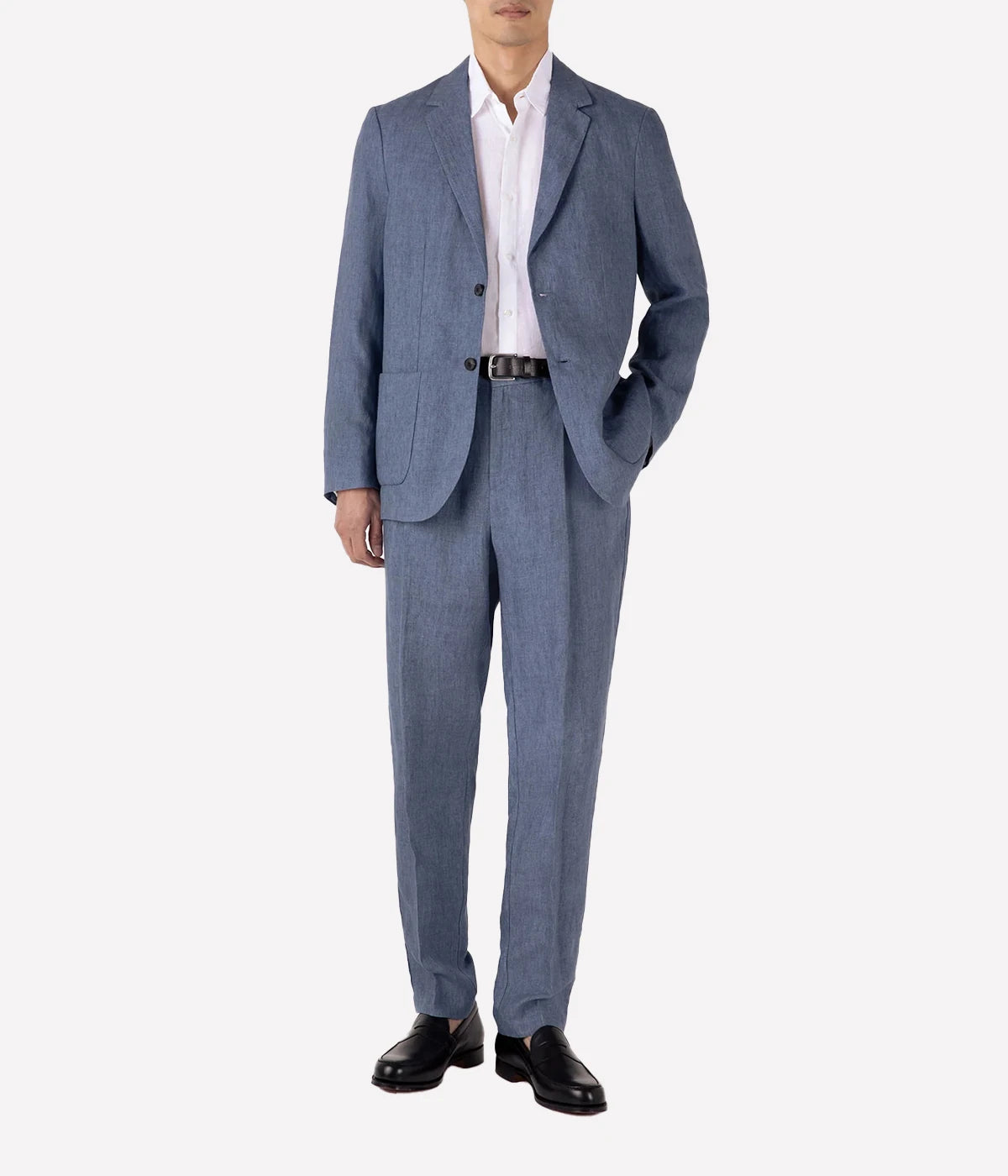 Linen Blazer in Soft Denim Melange