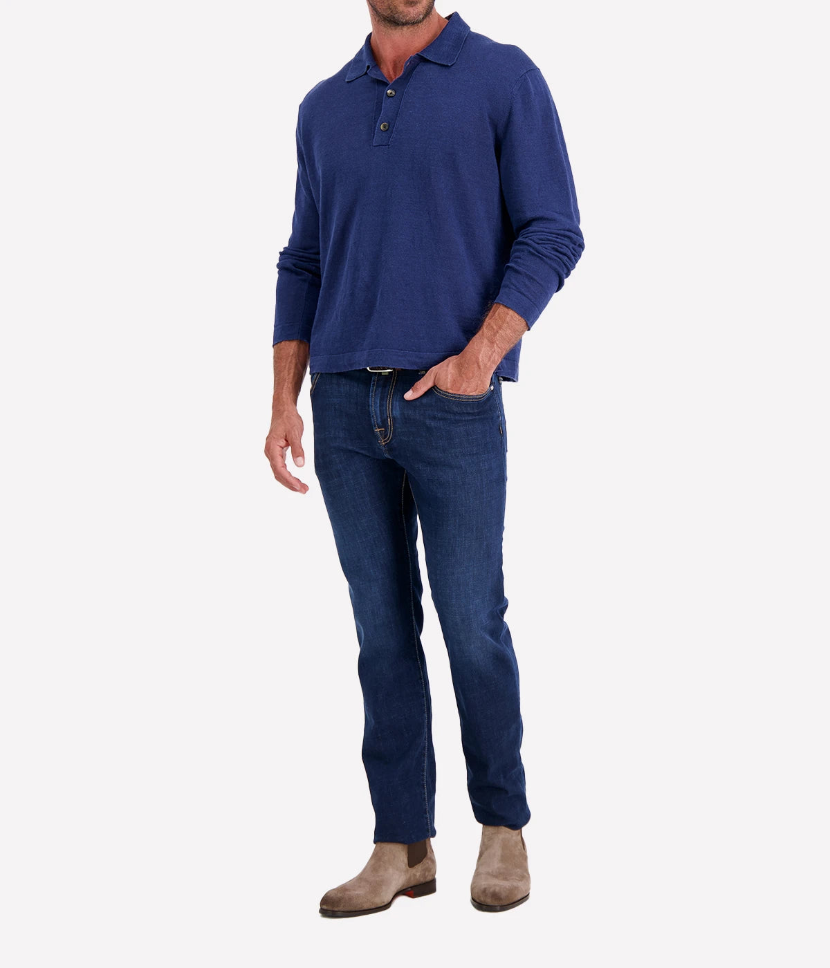 Lino Unito Polo in Navy Blue