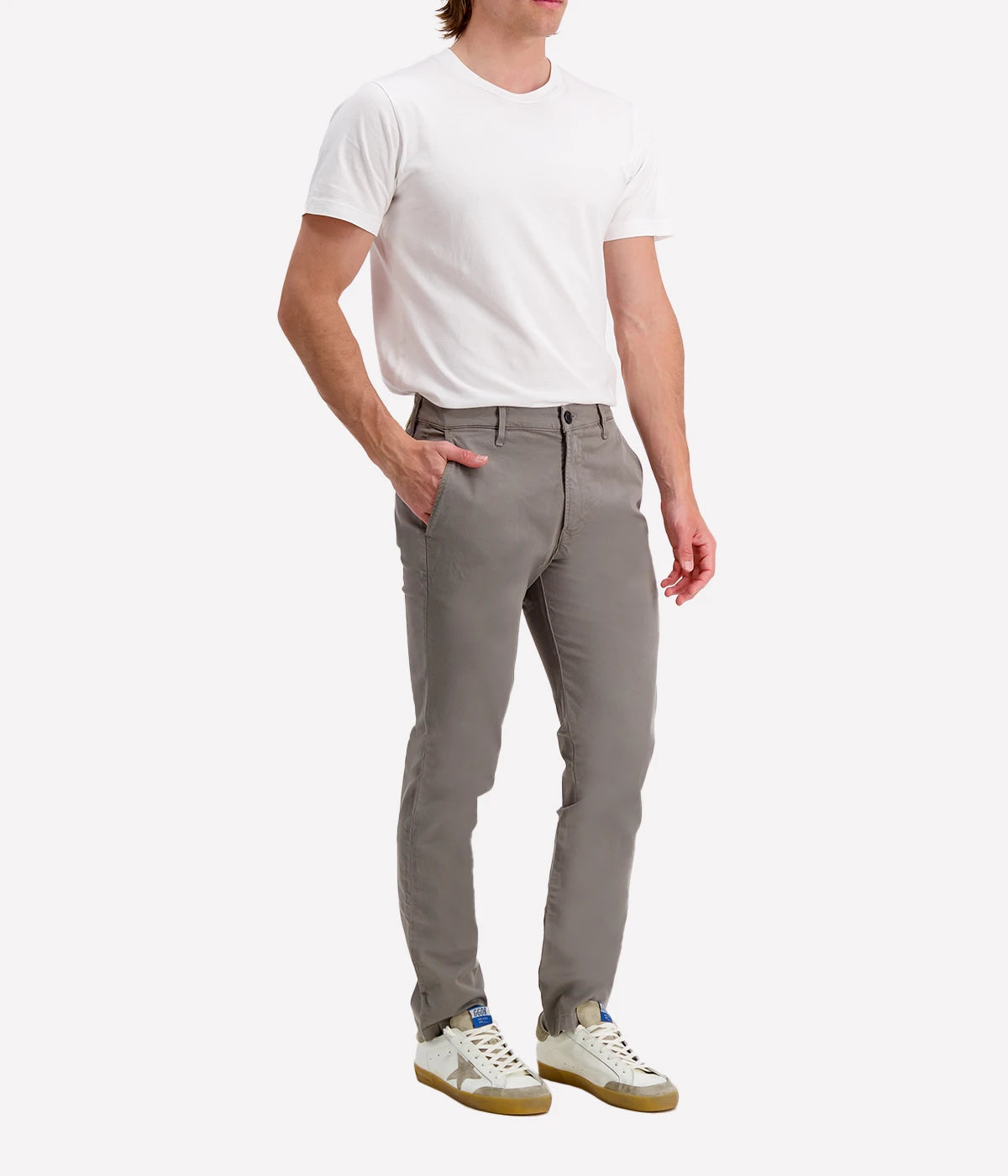 Side profile of the London Slim Taper Chino, showing the tapered leg and streamlined silhouette.