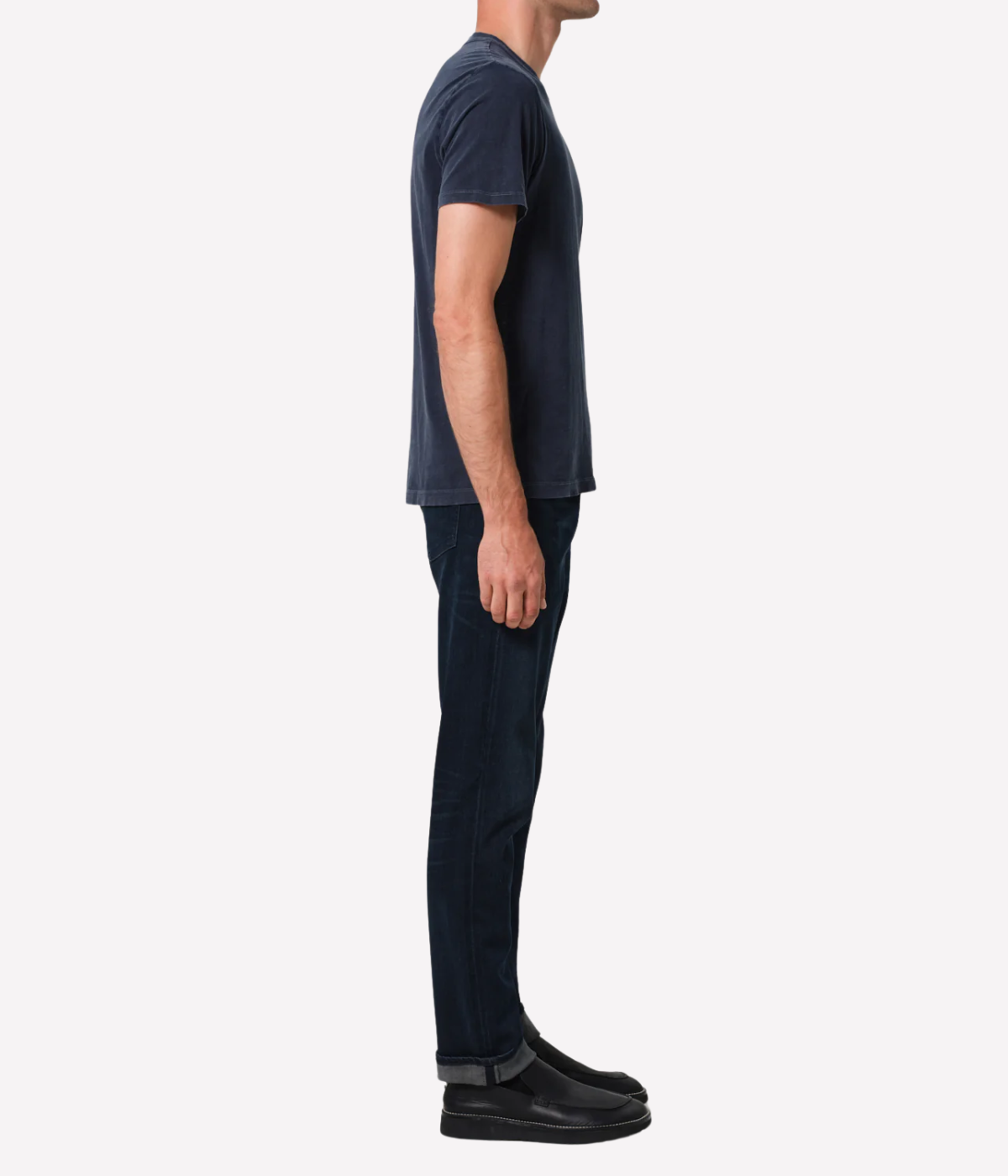 Citizens of Humanity London Jean in dark indigo vintage wash with tonal stitching and light whiskering—lightweight stretch denim in a slim tapered fit.