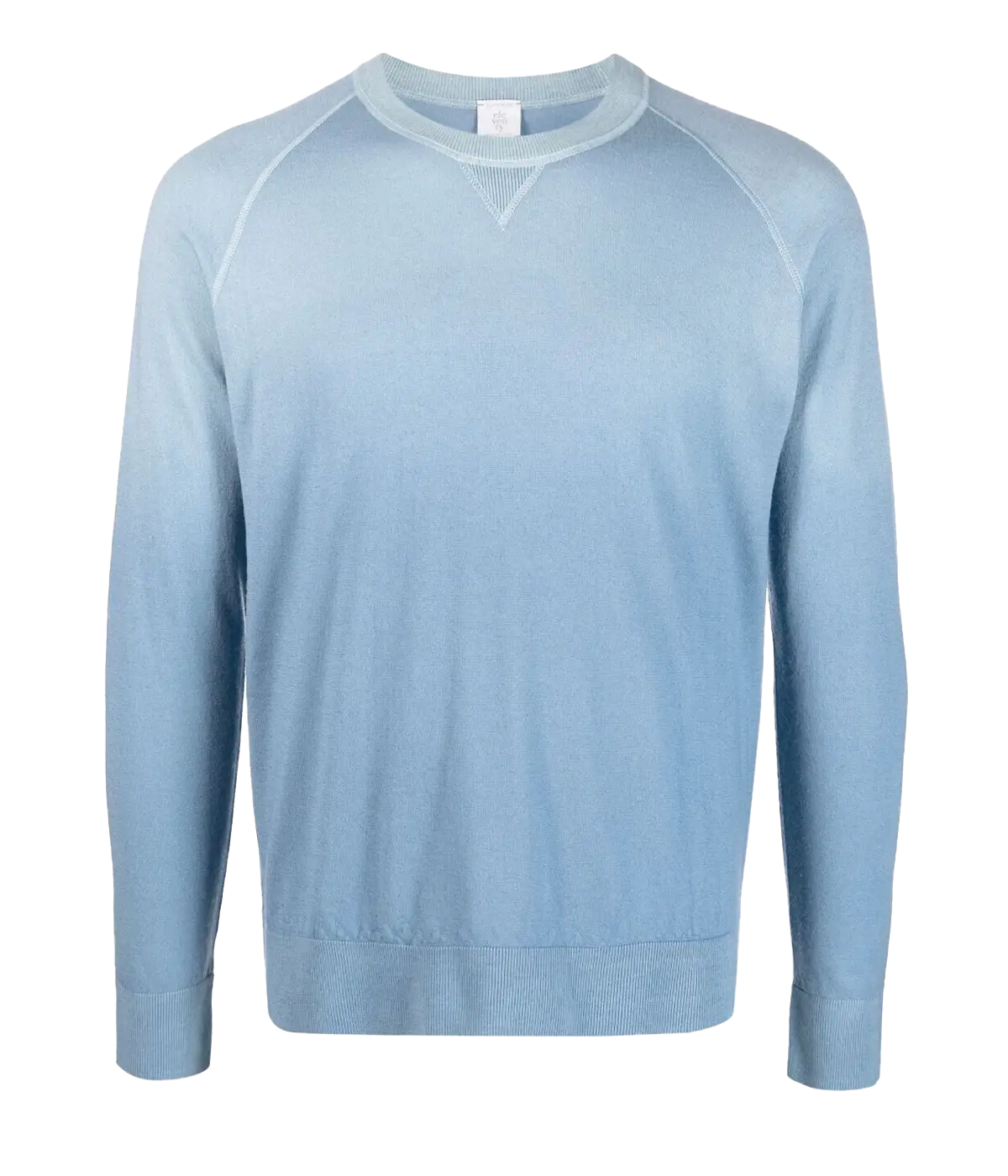 Sky blue long-sleeve crew neck sweater by Eleventy, featuring a clean, classic silhouette with a relaxed fit.