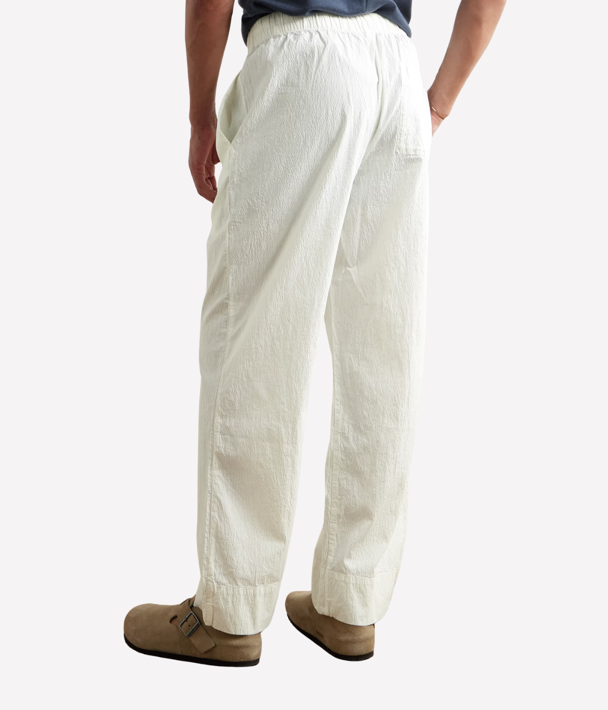 Luan Cotton Lyocell Blend Seersucker Trouser in Ivory
