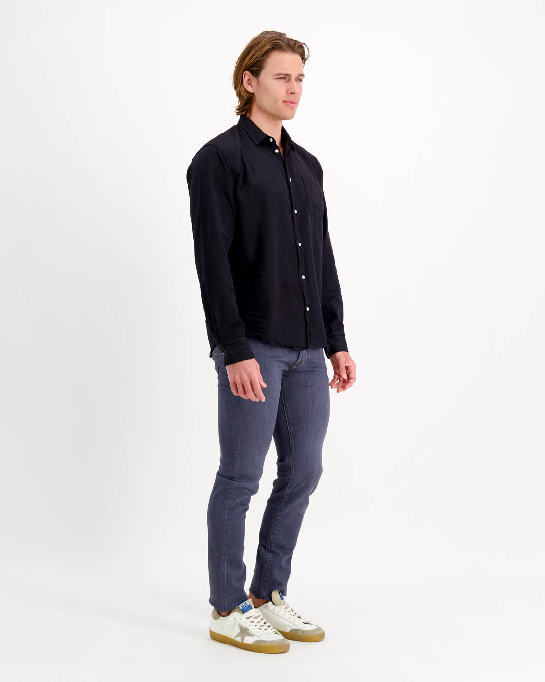 Luke Woven Shirt in Blackout Denim