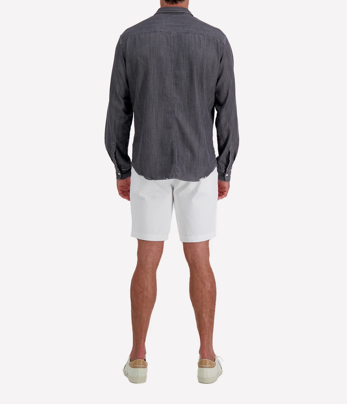 Luke Woven Shirt in Washed Black Denim