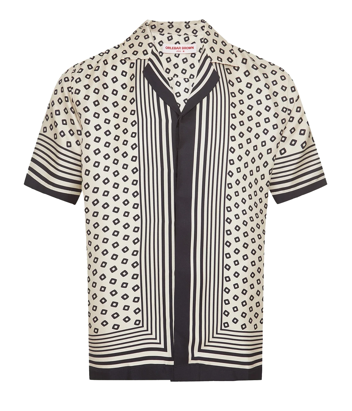 Men’s relaxed short-sleeve silk shirt in exclusive Lumina print with Capri collar and concealed placket – lightweight luxury summer shirt