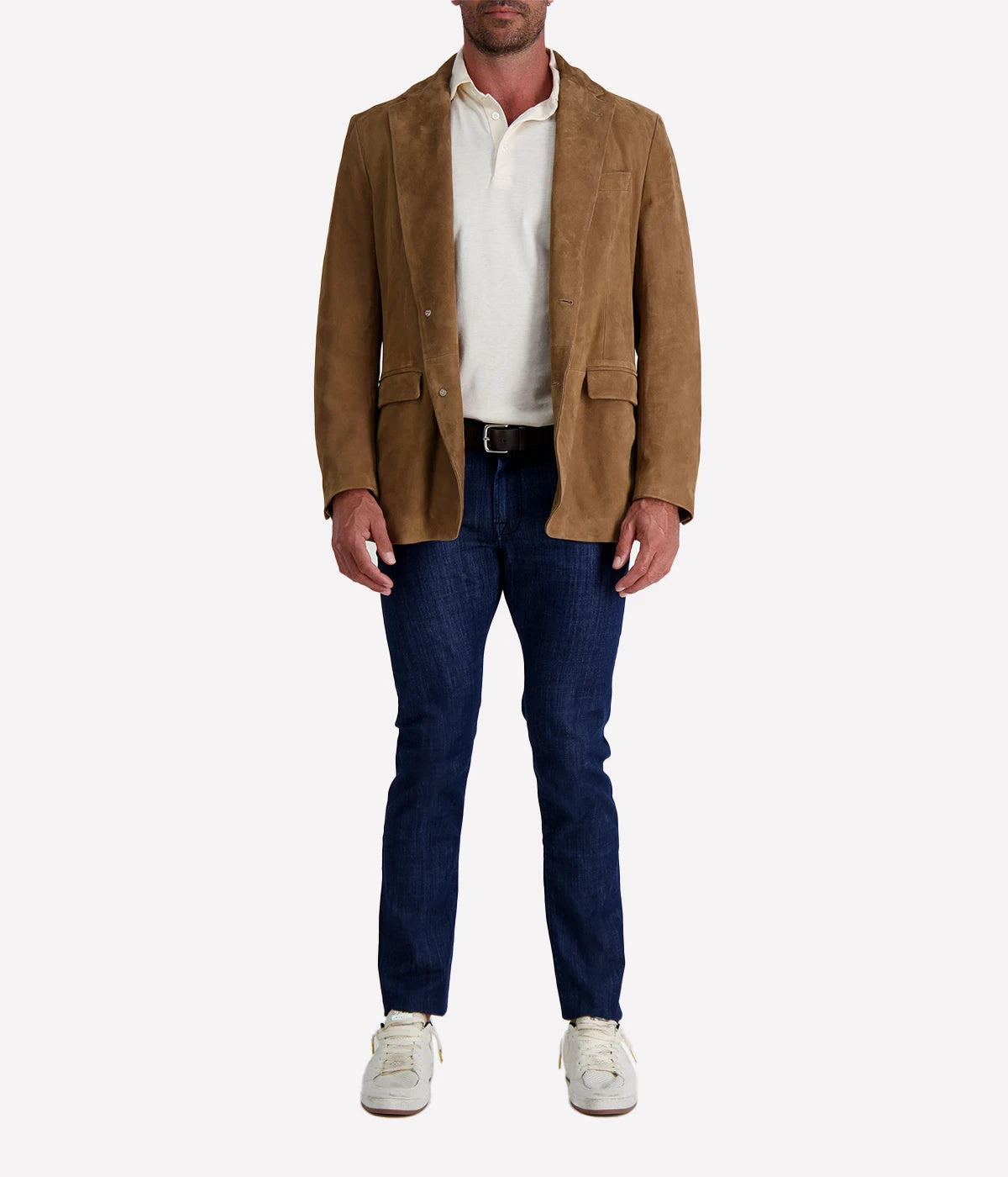 Lardini sheepskin leather blazer in rich brown, featuring a sleek single-breasted tailored design, expertly crafted in Italy for a refined yet rugged look—perfect for elevating both smart and casual outfits.