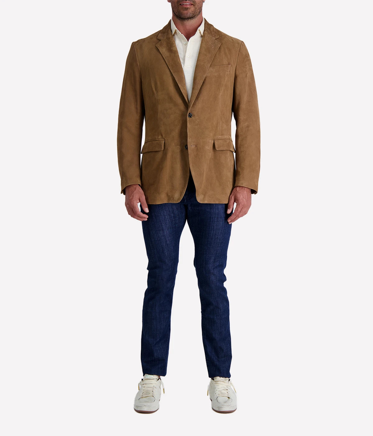 Lardini sheepskin leather blazer in rich brown, featuring a sleek single-breasted tailored design, expertly crafted in Italy for a refined yet rugged look—perfect for elevating both smart and casual outfits.