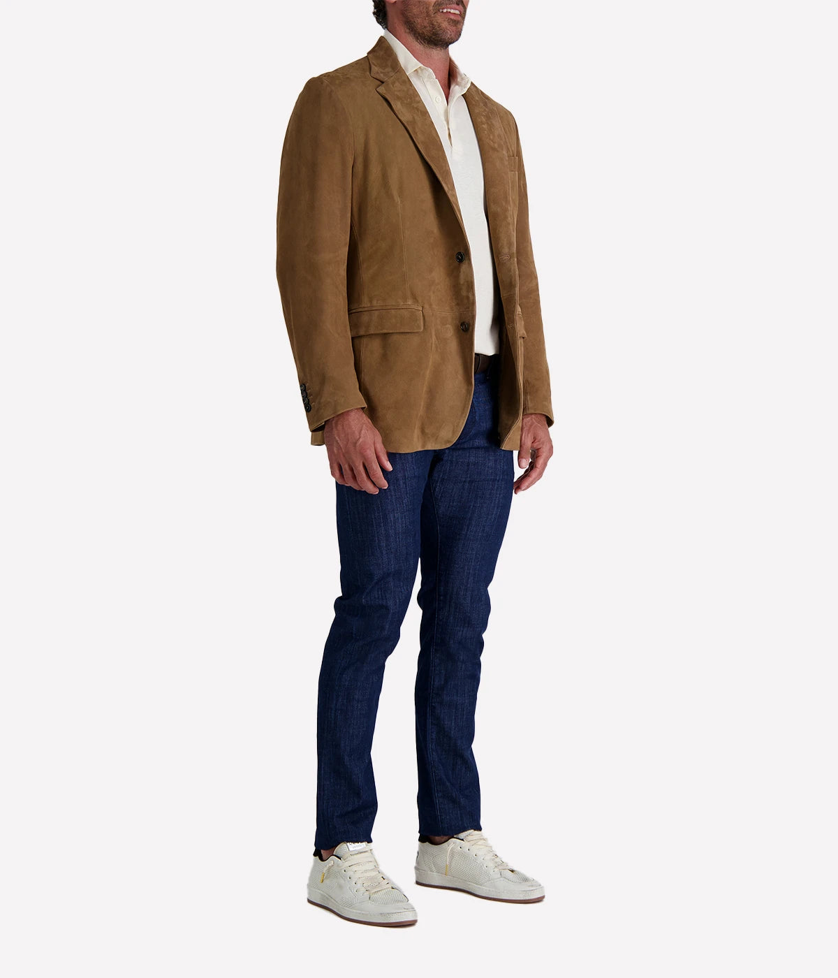 Lardini sheepskin leather blazer in rich brown, featuring a sleek single-breasted tailored design, expertly crafted in Italy for a refined yet rugged look—perfect for elevating both smart and casual outfits.