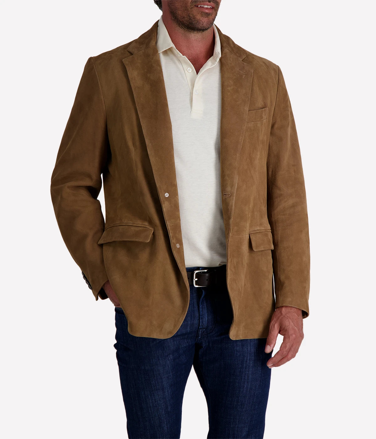 Lardini sheepskin leather blazer in rich brown, featuring a sleek single-breasted tailored design, expertly crafted in Italy for a refined yet rugged look—perfect for elevating both smart and casual outfits.