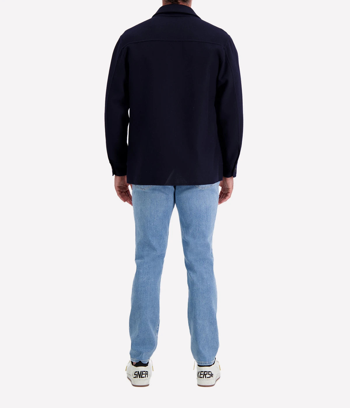 Luxury Eleventy wool-cashmere overshirt in a tailored fit, featuring a hidden-button placket, spread collar, and chest flap-patch pockets.