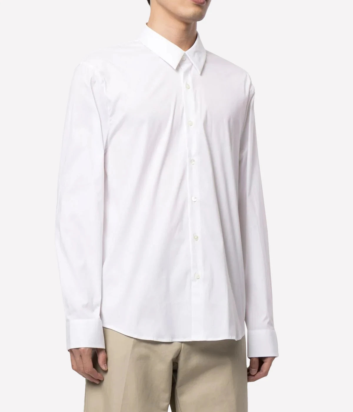Matte Stretch Poplin Shirt in White