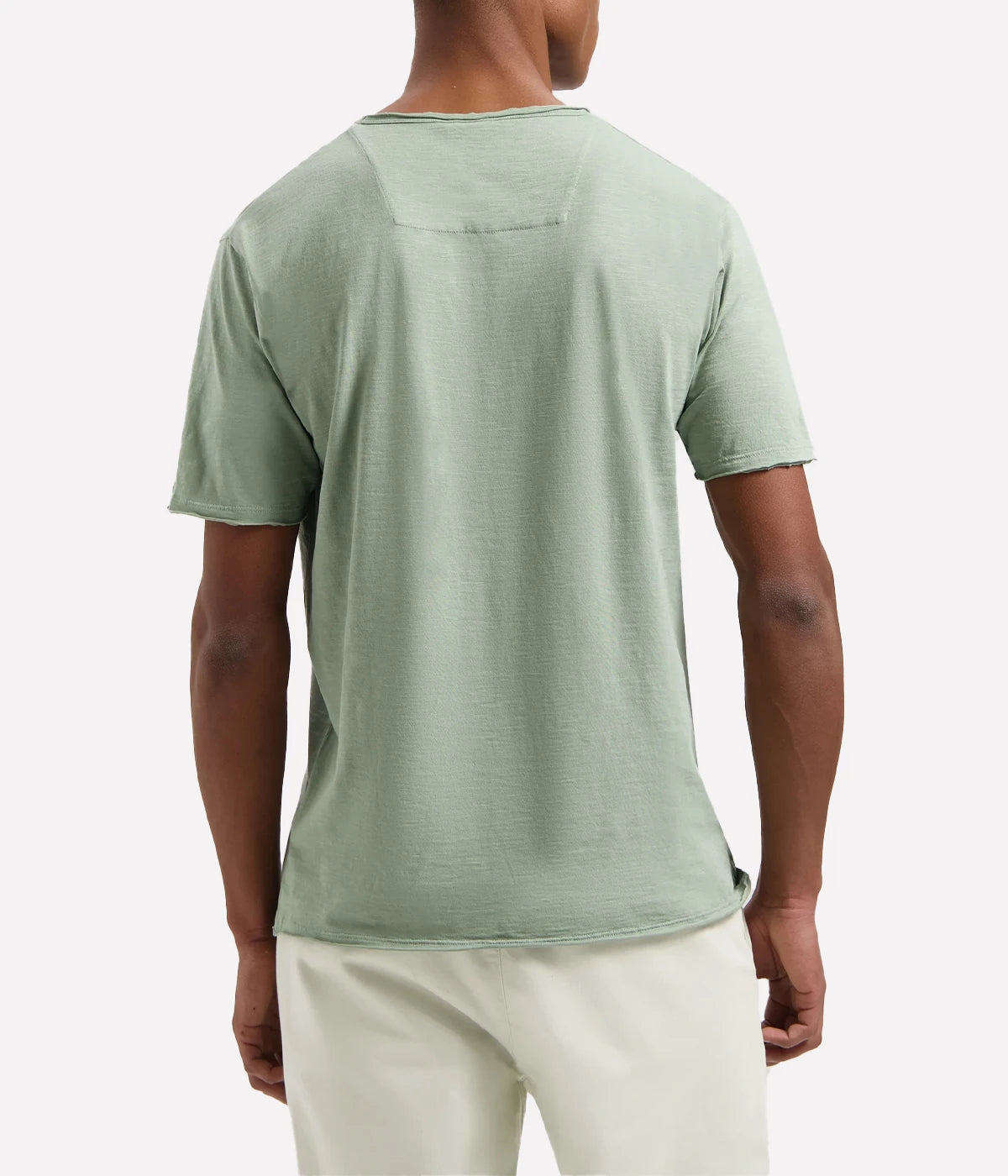 Men's organic cotton t-shirt in seasonal colours with raw edge detailing and regular fit