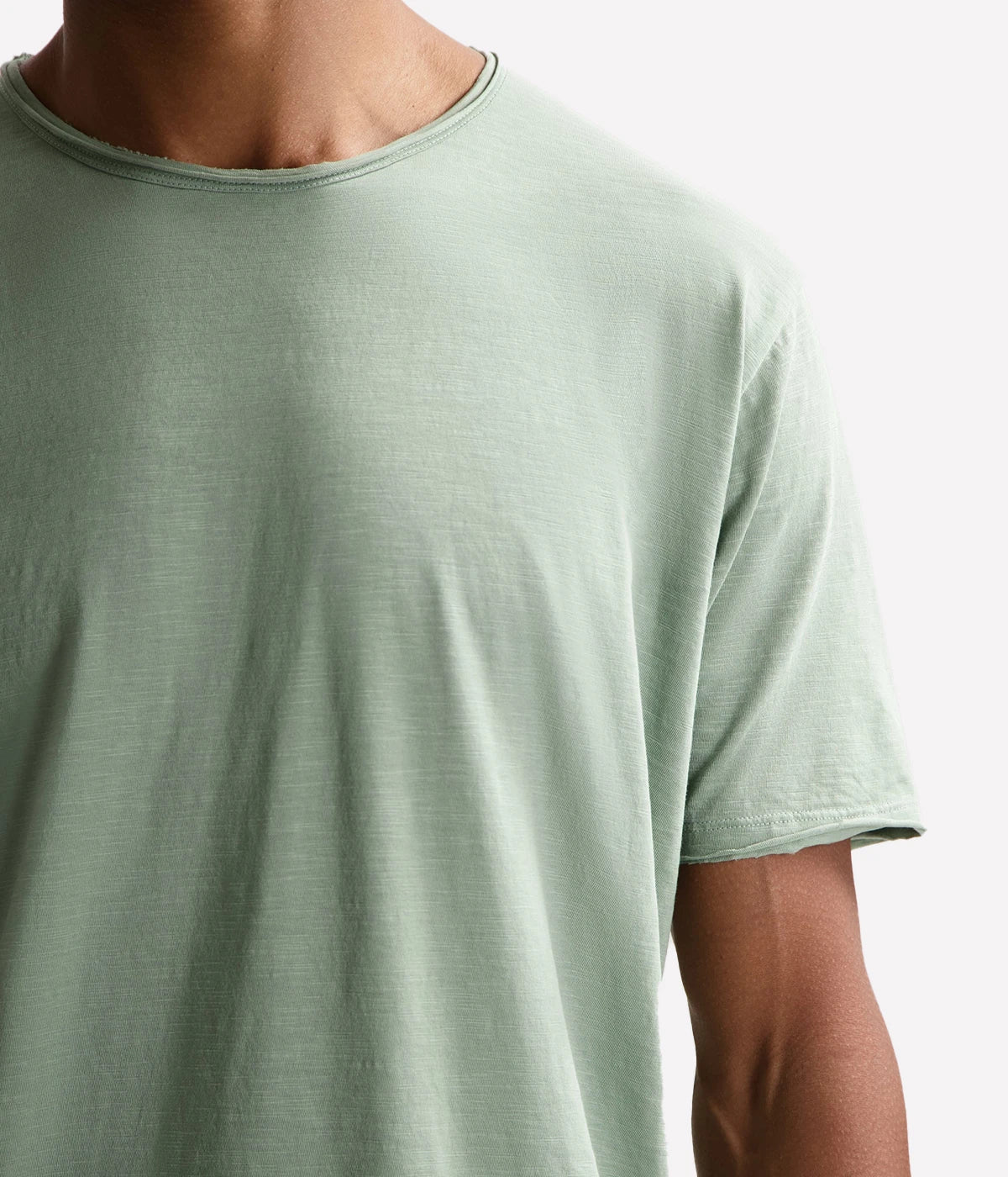 Men's organic cotton t-shirt in seasonal colours with raw edge detailing and regular fit
