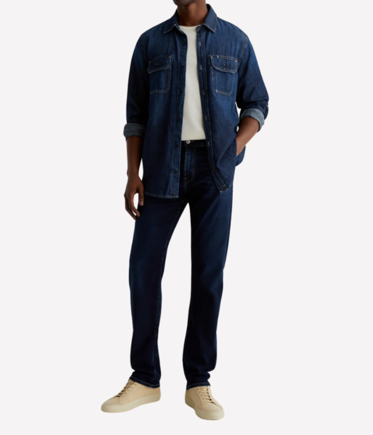 AG Tellis Jean Sonoma On Model Full Length Front View Modern Slim Jean