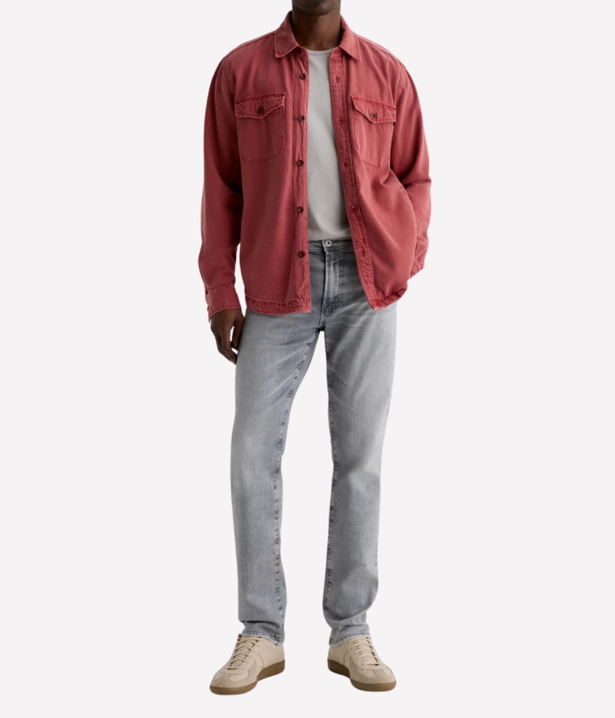 AG Tellis Jean VP Arbolito On Model Full Length Front View Modern Slim Jean