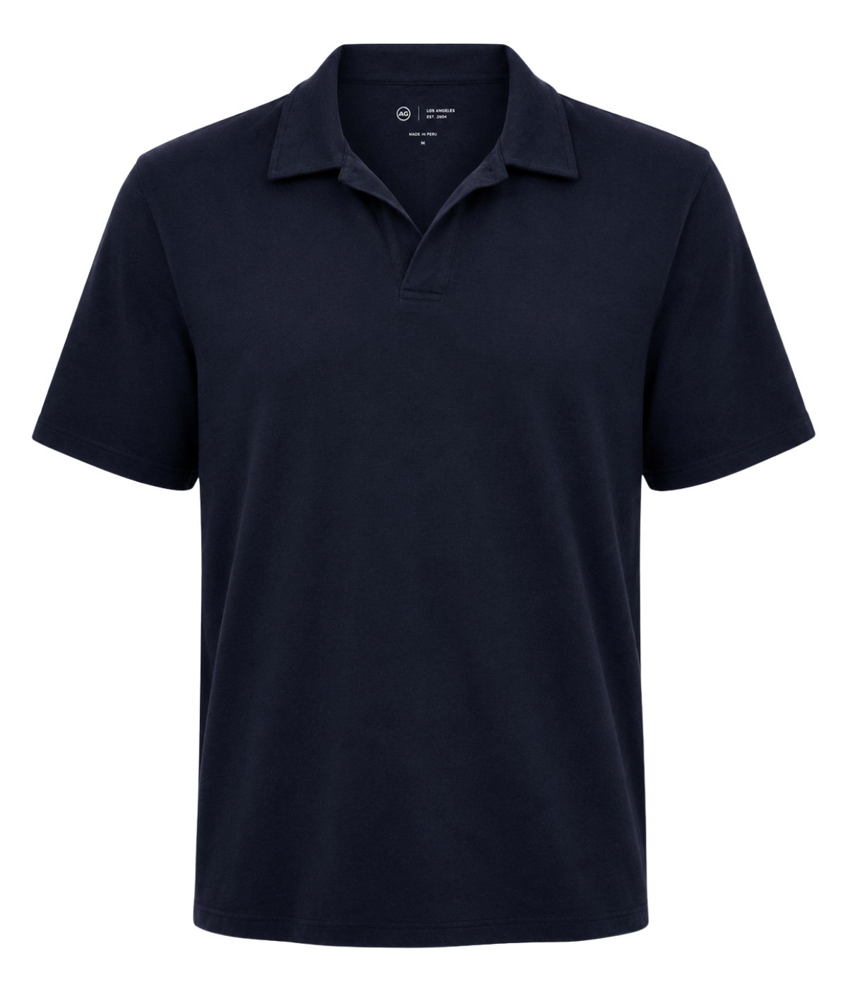 AG Jeans Bryce Johnny Collar in Deep Navy – Ghost Mannequin Shot Cotton Johnny Collar Polo Shir