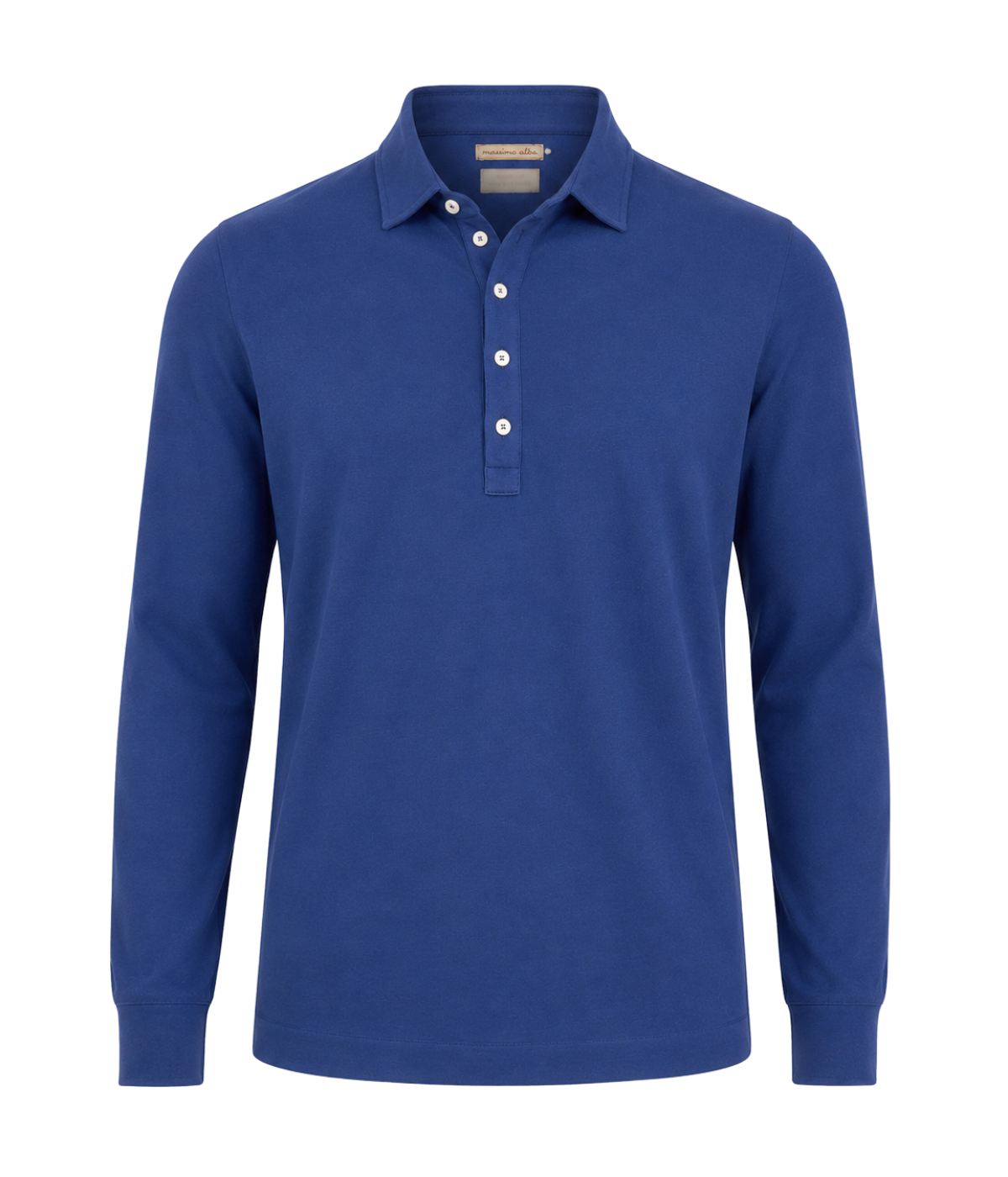 Massimo Alba Raya Shirt in Midnight Blue – Ghost Mannequin View Long Sleeve Polo Shirt