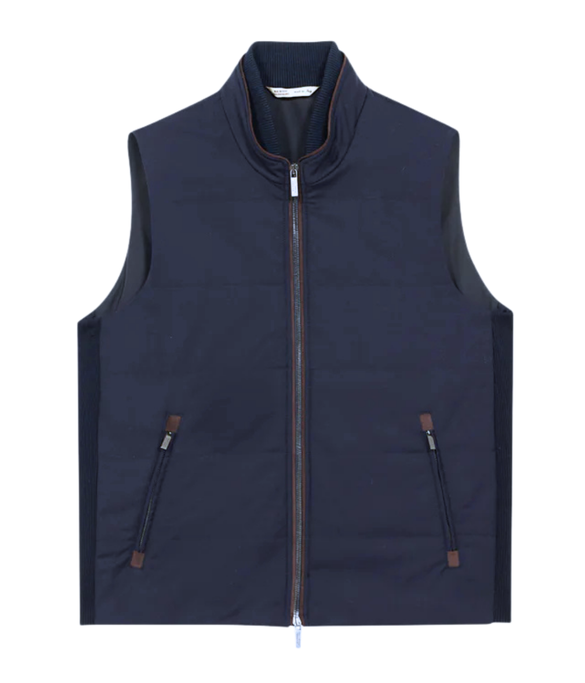 Maurizio Baldassari Arena Vest in Deep Navy front flat lay.