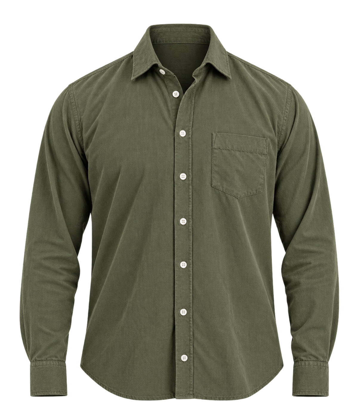 Front product view of Hartford Paul Fine Corduroy Shirt in Military