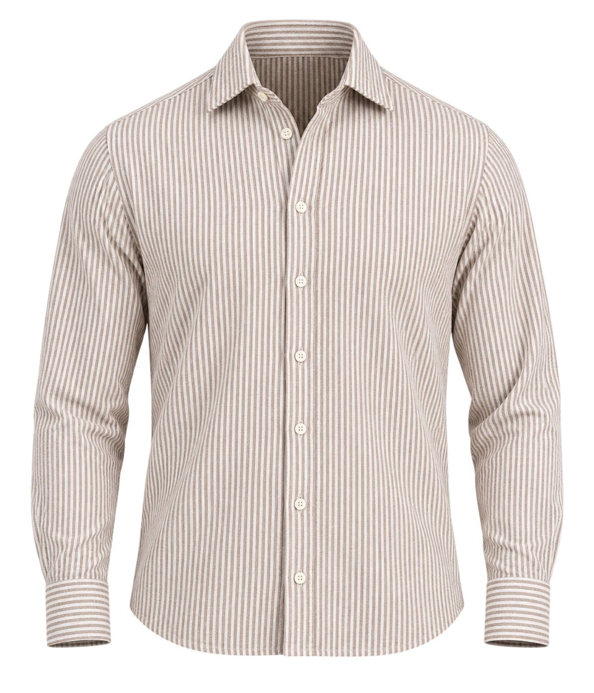 Front product view of Ingram Slim Fit Shirt in Seersucker Brown & White Stripe