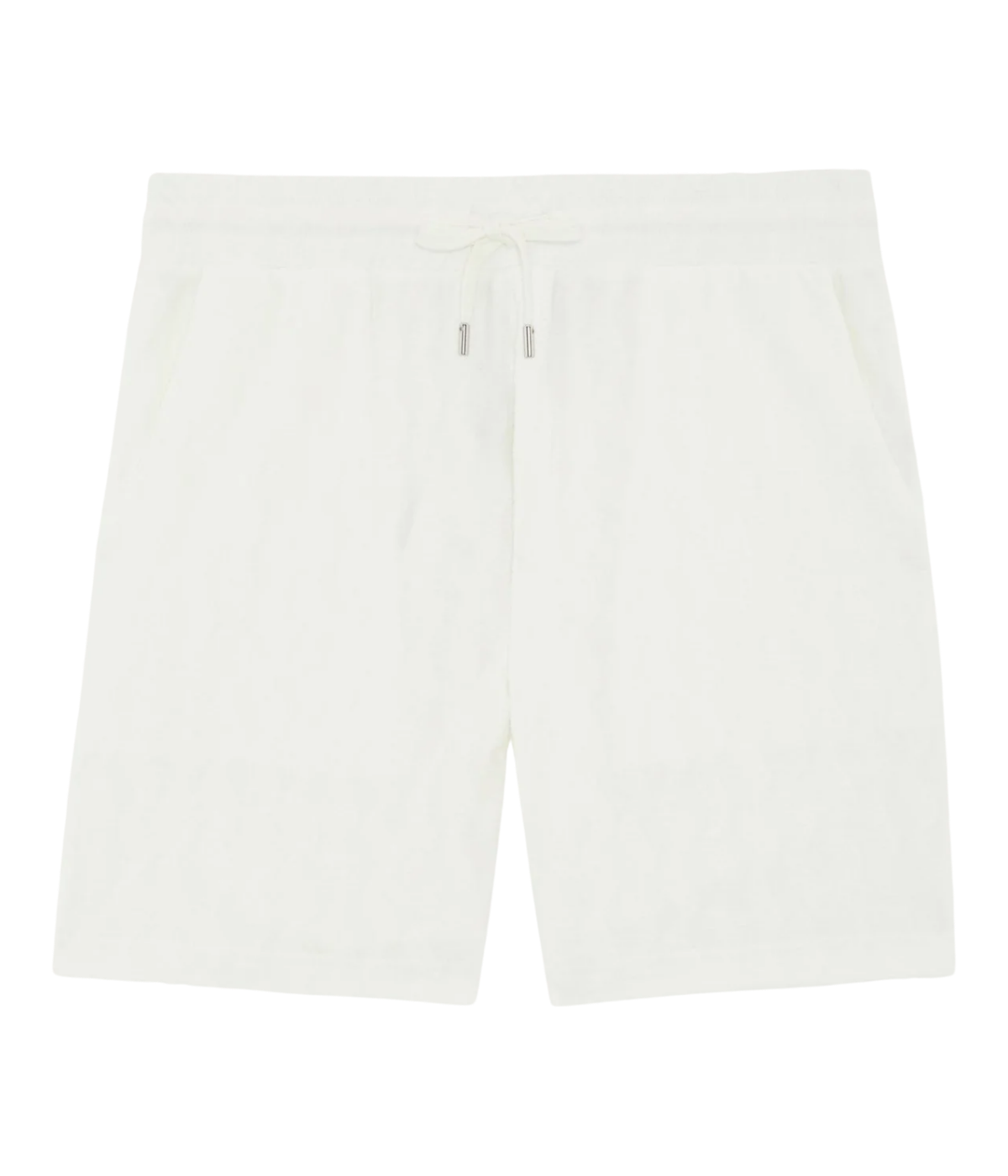 Frescobol Carioca Augusto Listra Jacquard Terry Shorts in Cream featuring a textured jacquard finish, elasticated drawstring waist and relaxed fit - Product Shot