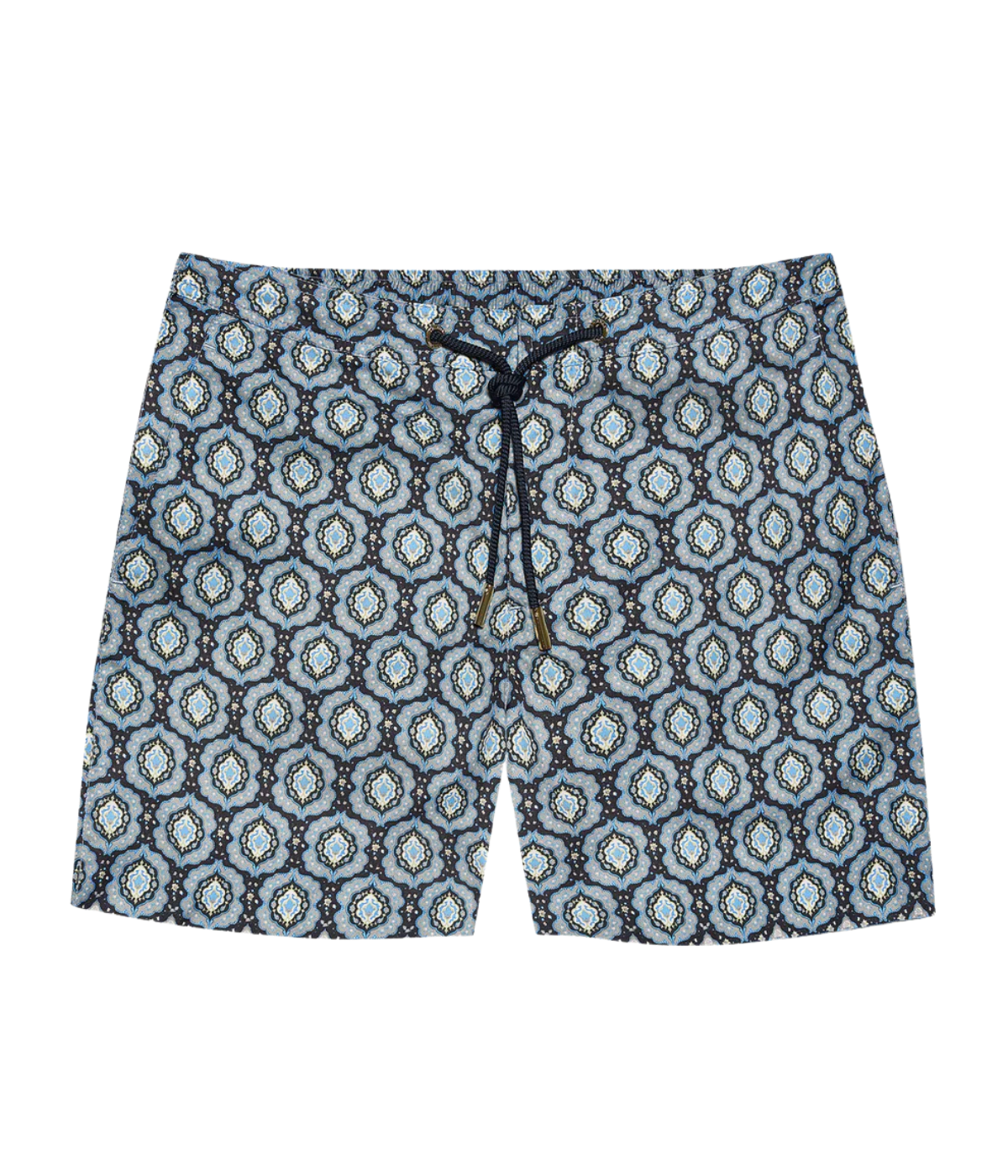 Orlebar Brown Bulldog Drawcord Boardshort in Night Iris featuring an exclusive print, adjustable rope-effect drawcord and signature mid-length fit - Product Shot