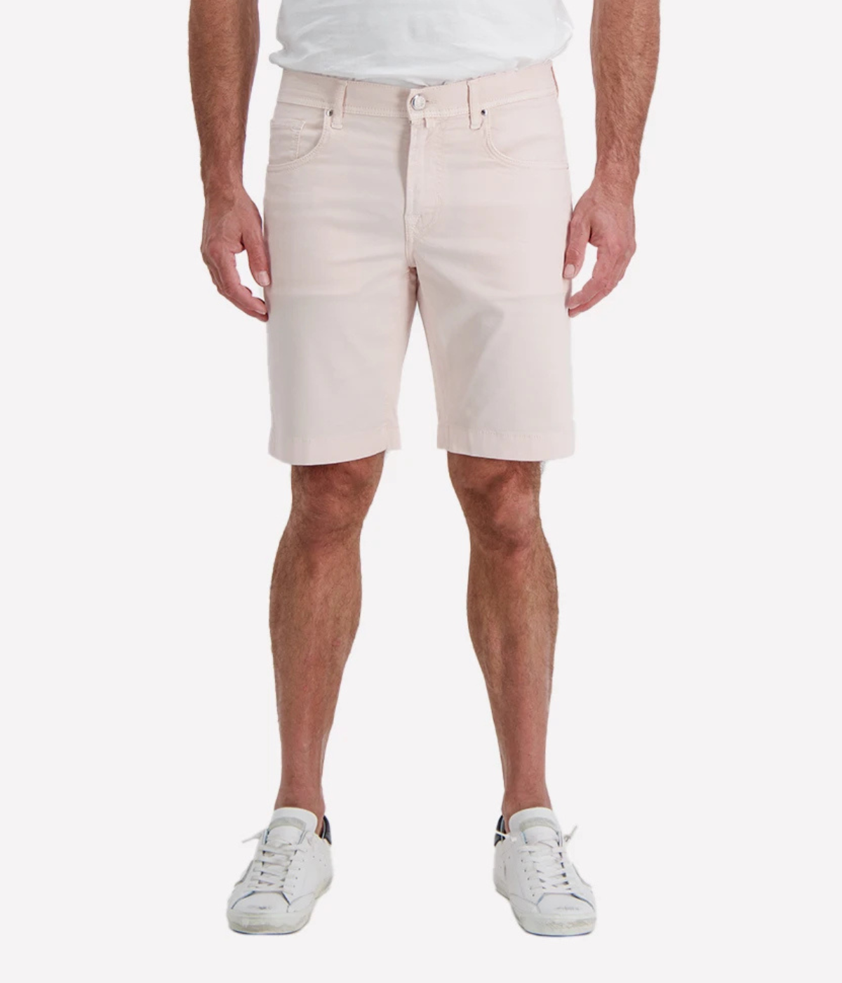 Jacob Cohën Lou Bermuda 5 PKT Slim Fit in Pink Suede Patch – Front View Slim Fit Bermuda Shorts