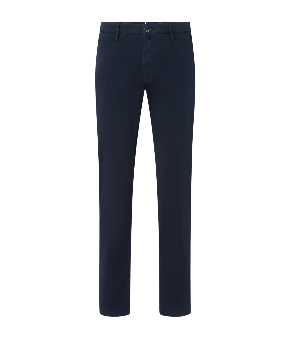 Jacob Cohen Pantalone Slim Fit Bobby in Navy Blue flat lay front view featuring stretch cotton gabardine