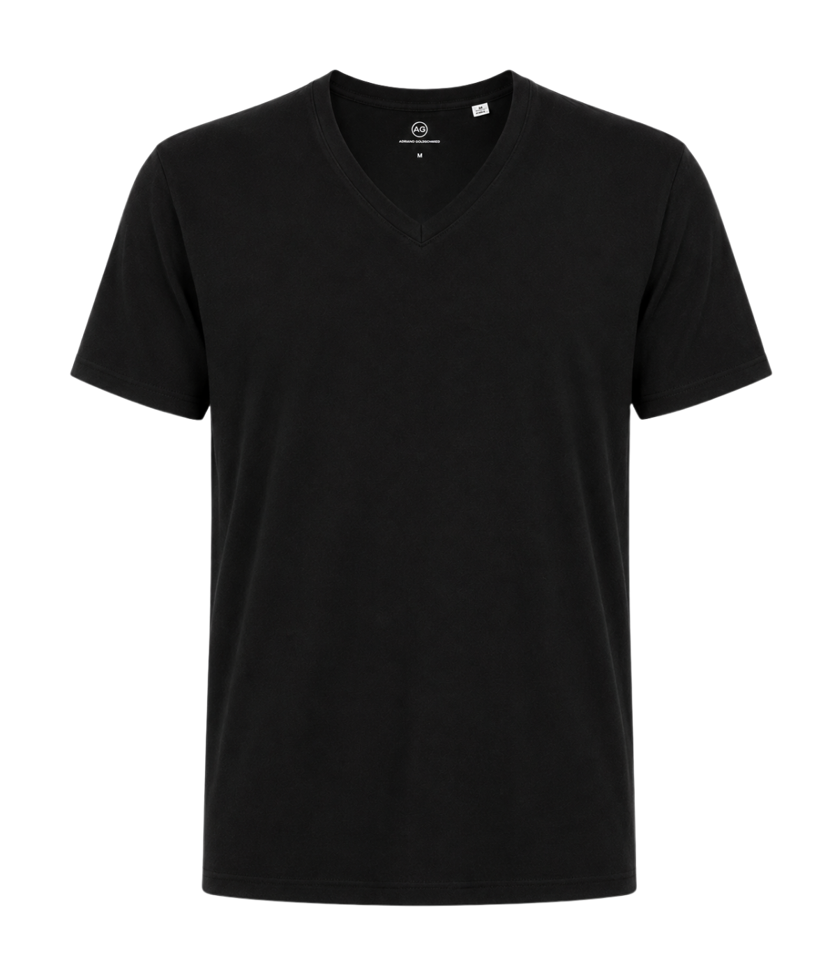 AG Bryce Vee Deep True Black Ghost manniquin Front View Cotton V-Neck T-Shirt