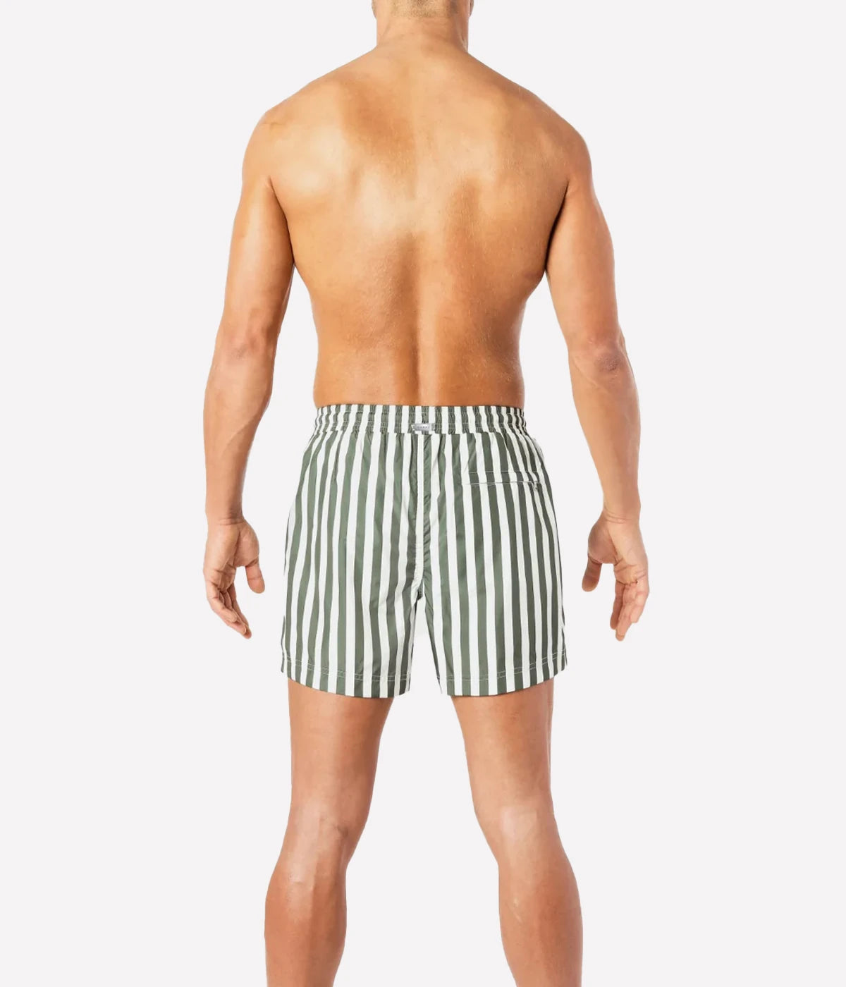Mid Length Swim Shorts in Green Striped