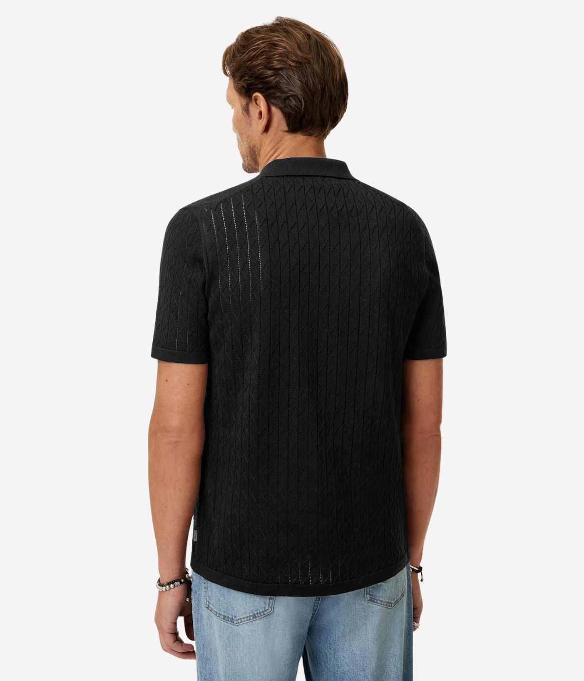 Moore Short Sleeve Textured Sweater in Black