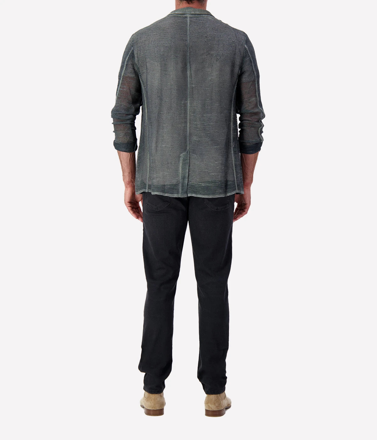 Hand-painted Avant Toi linen jacket for men, featuring a unique artisanal finish, lightweight construction, and a relaxed yet refined fit. Made in Italy.