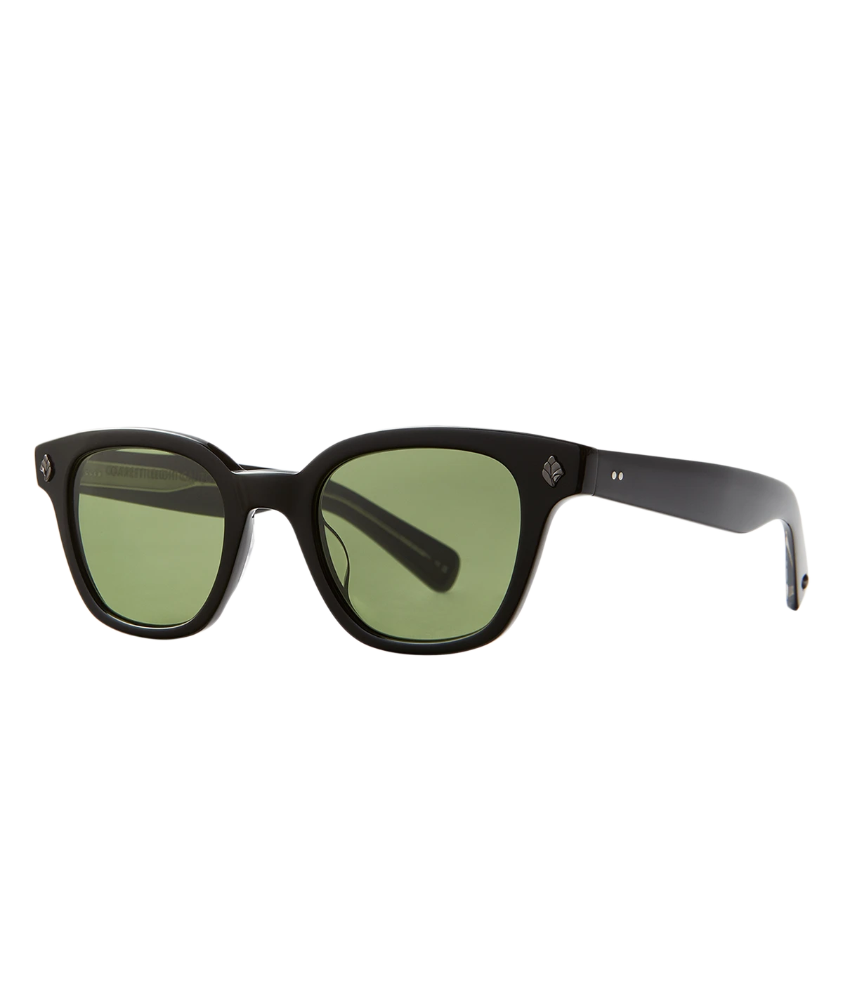 Cured cellulose acetate frame with stainless steel core wire and palm leaf plaques on exaggerated endpieces. Five barrel hinges with real rivets for a durable, stylish fit. Bold, vintage-inspired design.