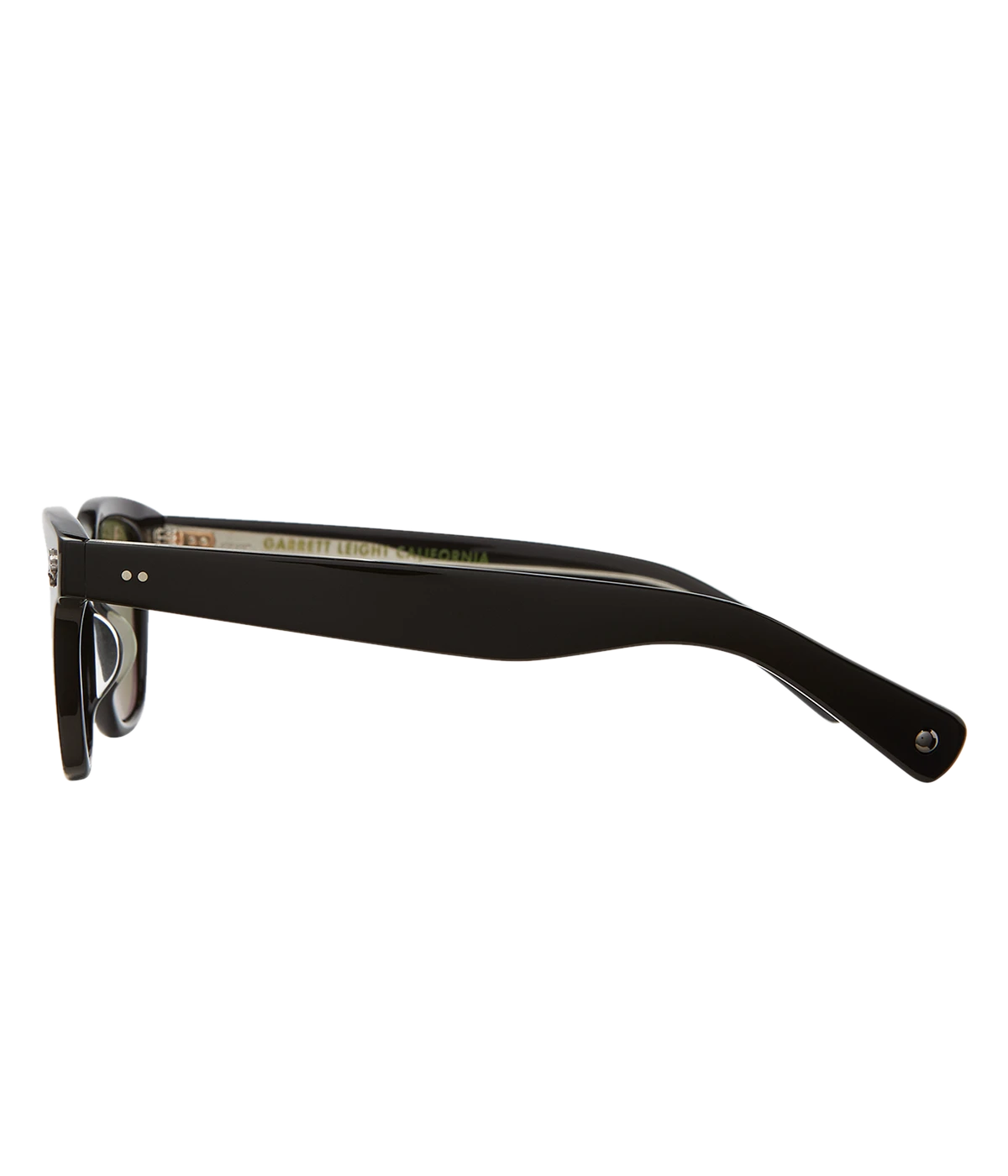 Cured cellulose acetate frame with stainless steel core wire and palm leaf plaques on exaggerated endpieces. Five barrel hinges with real rivets for a durable, stylish fit. Bold, vintage-inspired design.