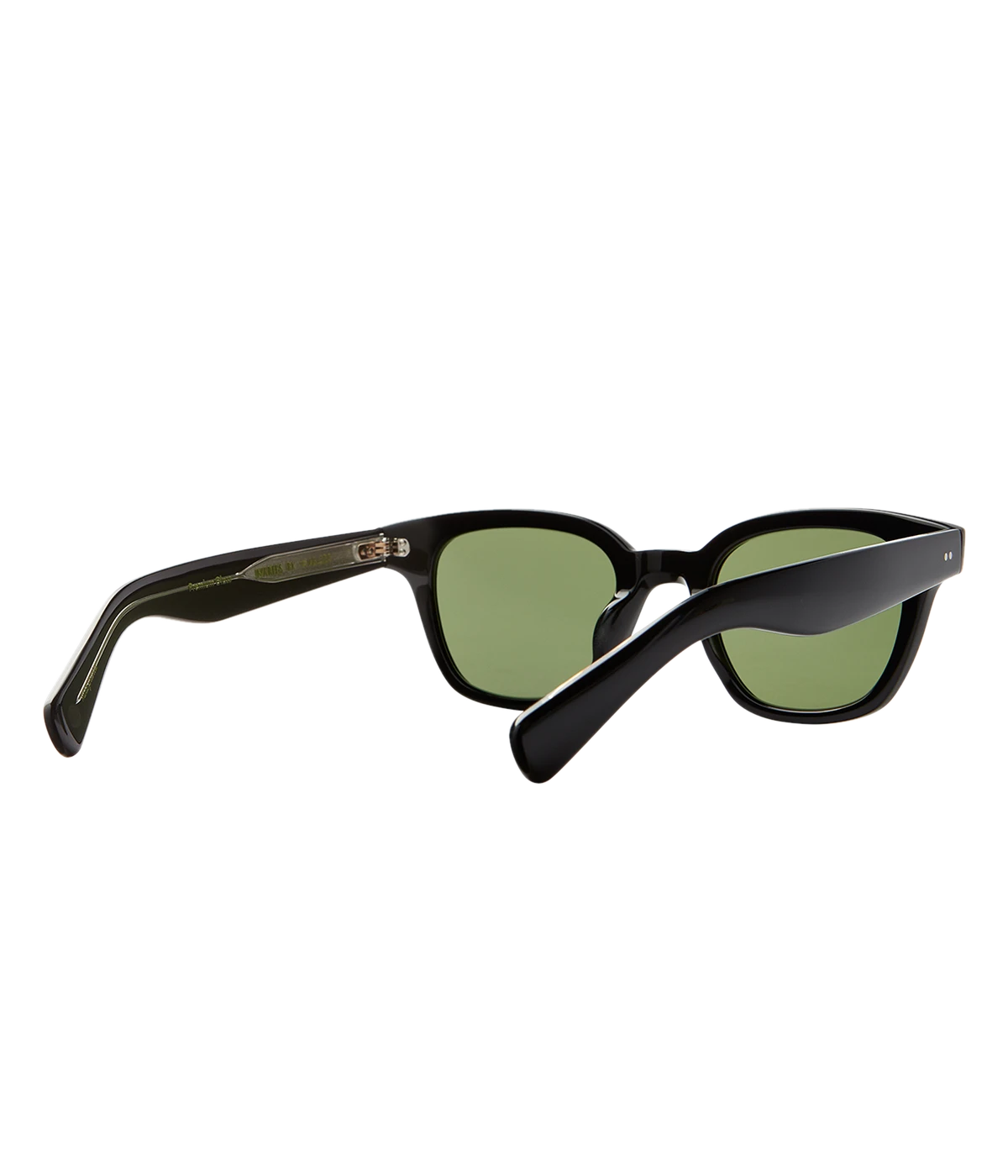 Cured cellulose acetate frame with stainless steel core wire and palm leaf plaques on exaggerated endpieces. Five barrel hinges with real rivets for a durable, stylish fit. Bold, vintage-inspired design.