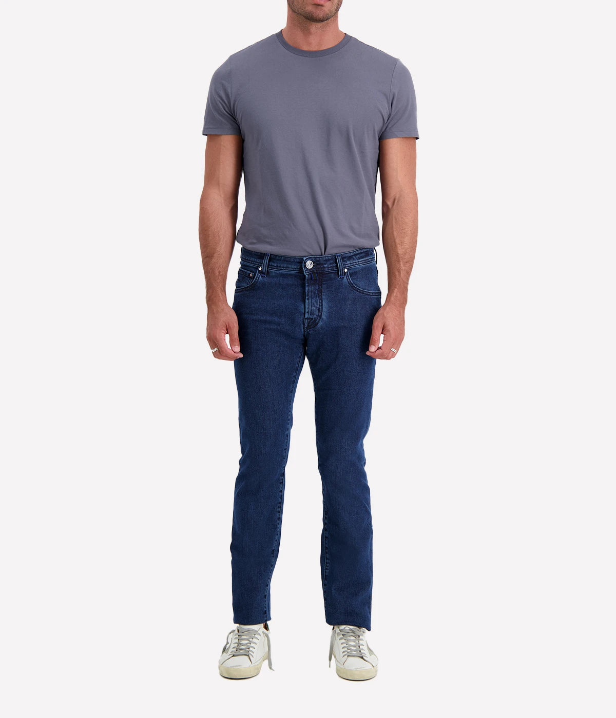 Jacob Cohen Nick 5-Pocket Jeans featuring a slim, tailored fit in high-quality stretch denim with classic five-pocket detailing and branded hardware.