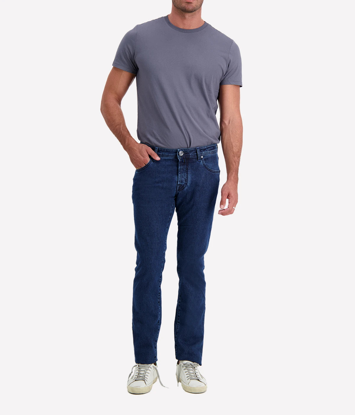 Jacob Cohen Nick 5-Pocket Jeans featuring a slim, tailored fit in high-quality stretch denim with classic five-pocket detailing and branded hardware.