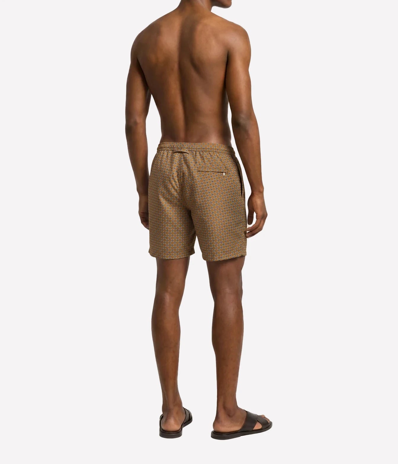 Bulldog Printed Drawcord Swim Shorts in Bronze