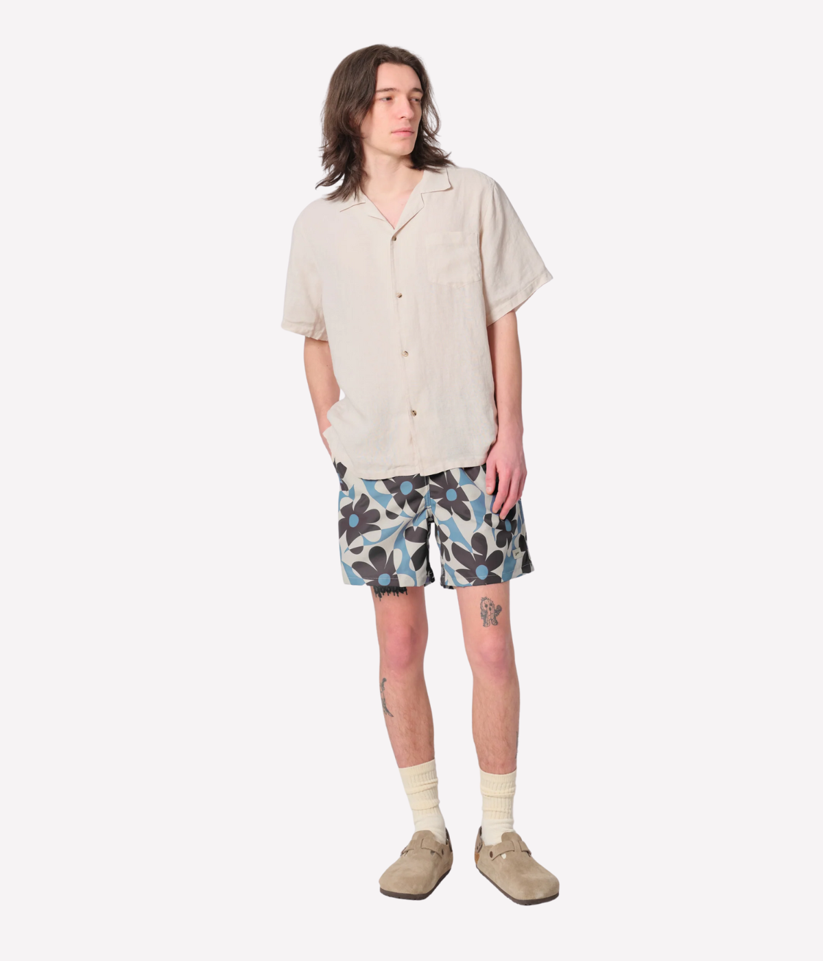 Stripe Swim Trunk in Pale Blue