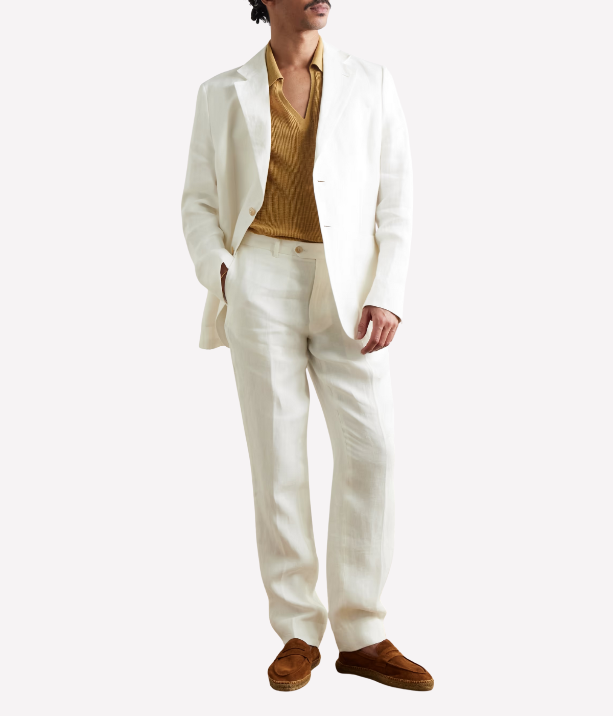 Affonso Tailored Linen Trousers in Ivory