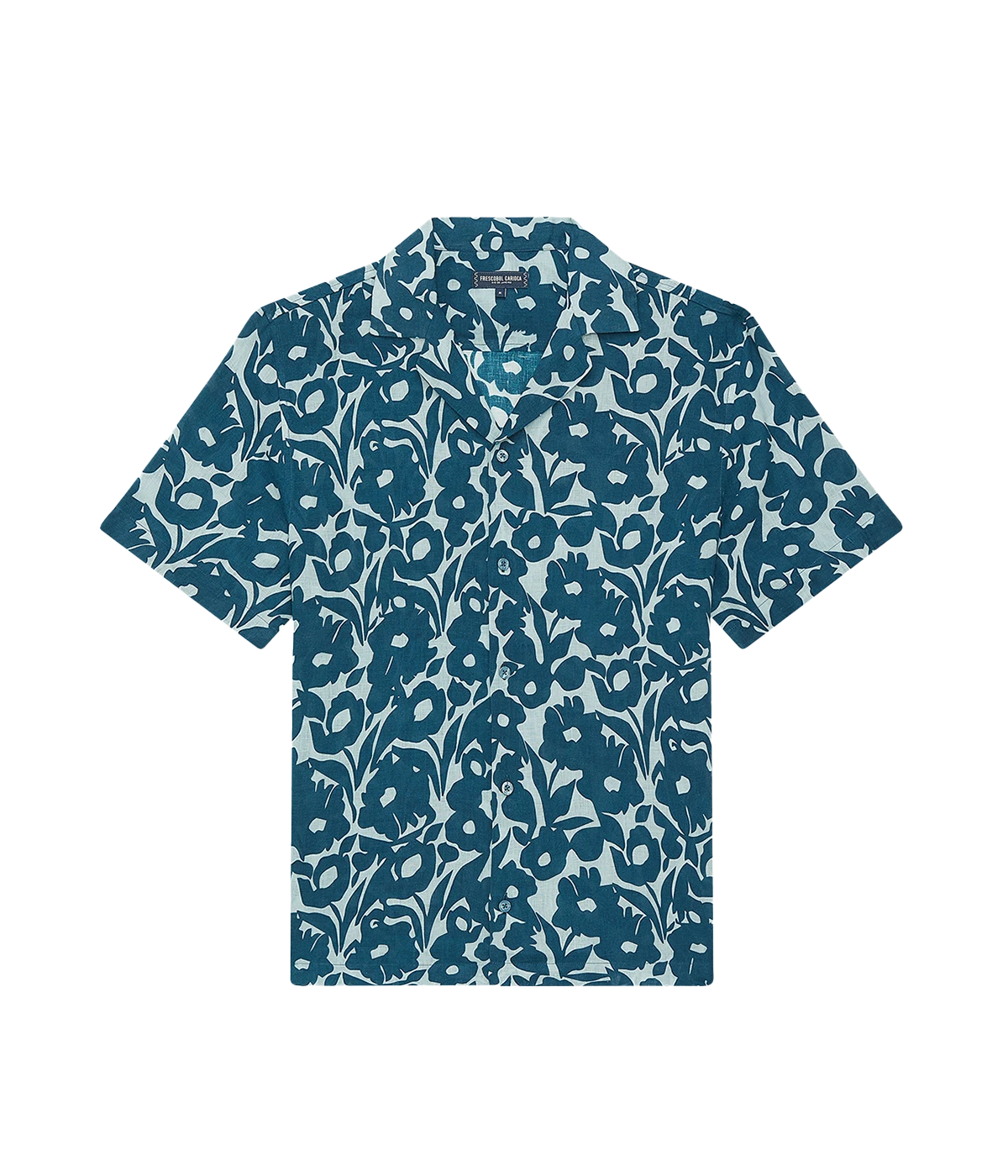 Roberto Perennial Print Linen Shirt in Perennial Blue