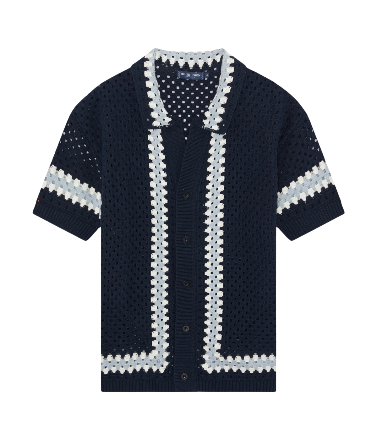 Pinto Short Sleeve Crochet Cardigan in Navy