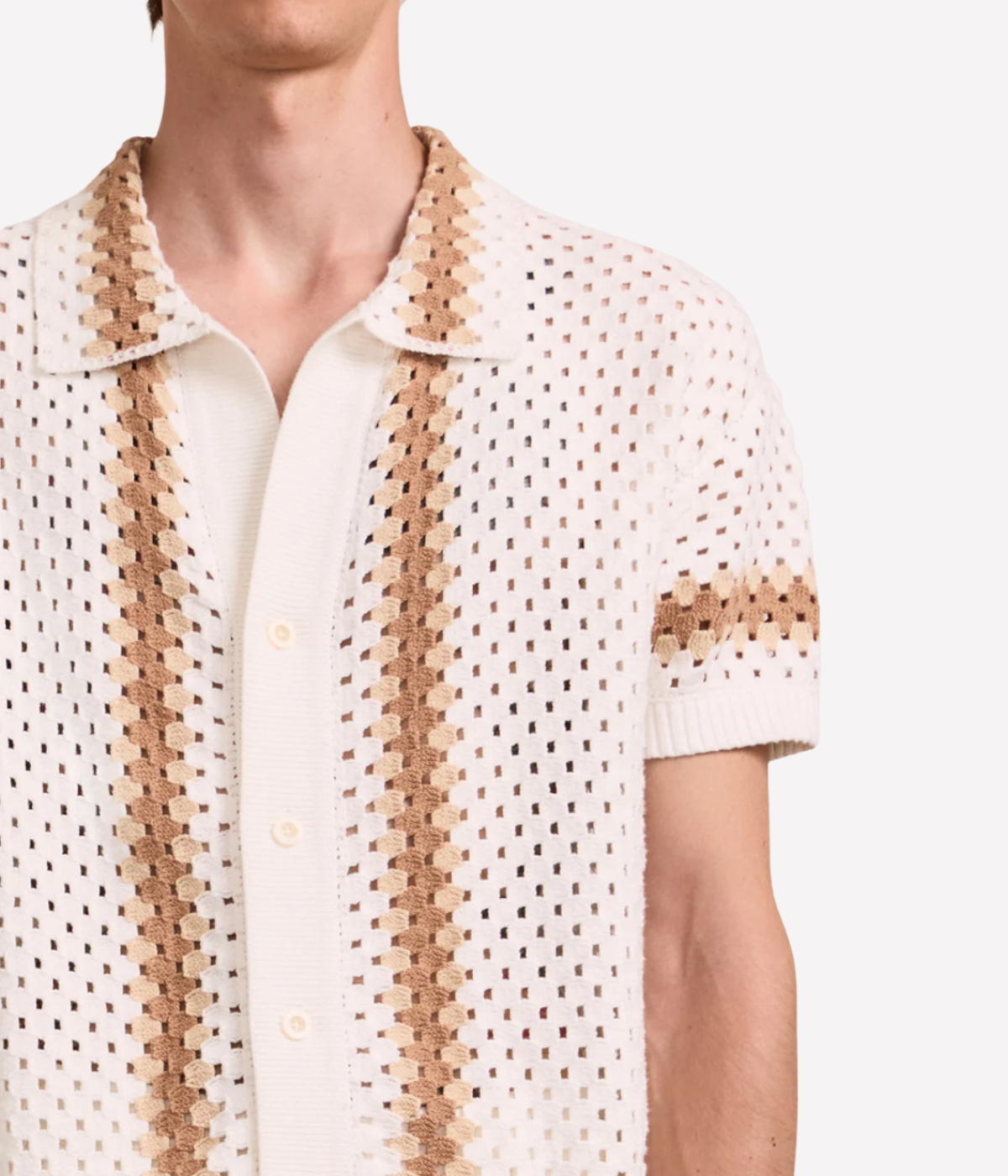 Pinto Short Sleeve Crochet Cardigan in Ivory